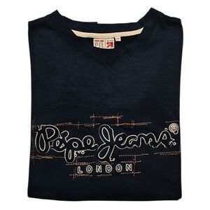 Pepe Jeans London Blue Graphic Embroidered Shortsleeve Shirt. Men's Size: 2XL.